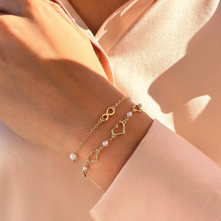 hjärta armband i förgyllt silver