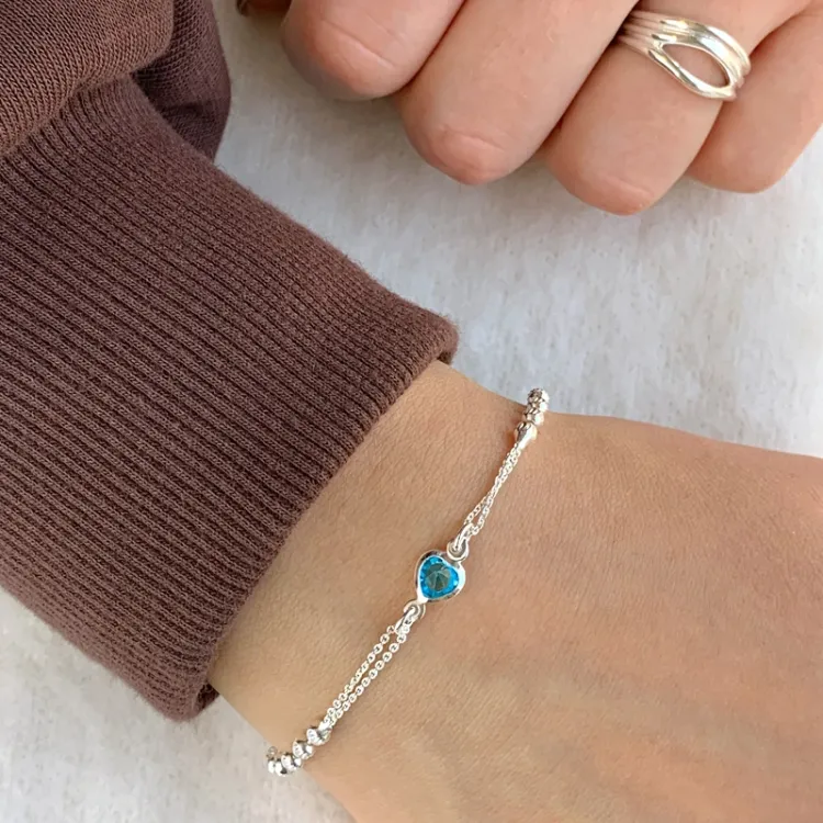 hjärta zirkon armband i silver