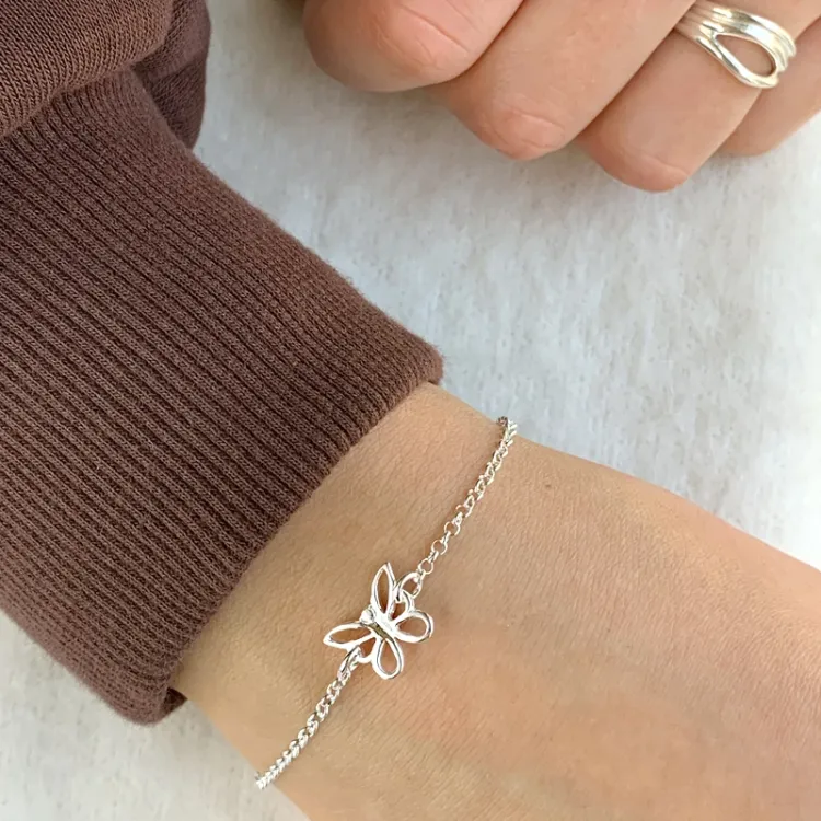 fjäril armband i silver
