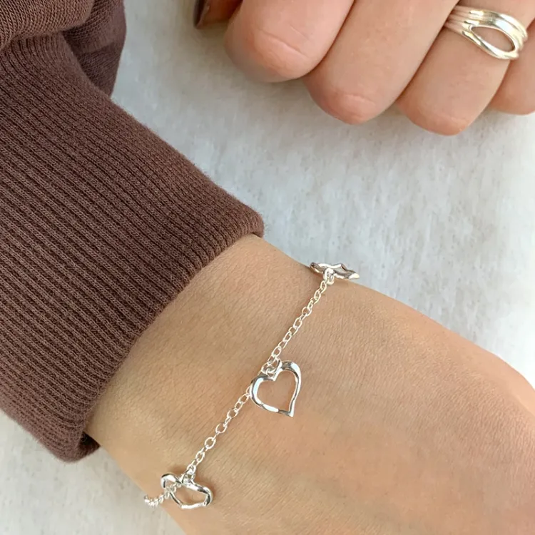 elegant hjärta barnarmband i silver