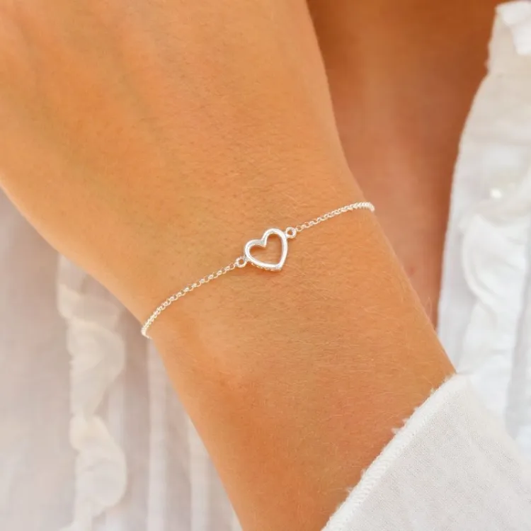 elegant hjärta armband i silver