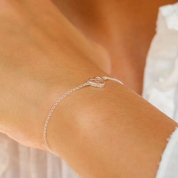 elegant hjärta armband i silver