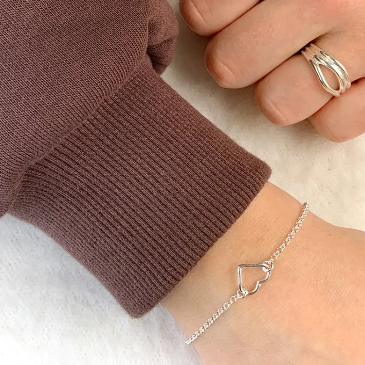 hjärta armband i silver