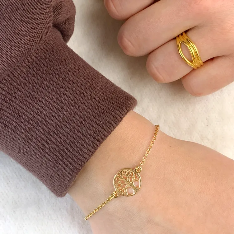 livets träd armband i förgyllt silver