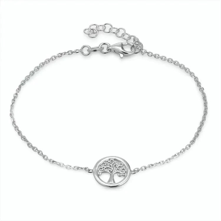 livets träd armband i rhodinerat silver med hängen i rhodinerat silver