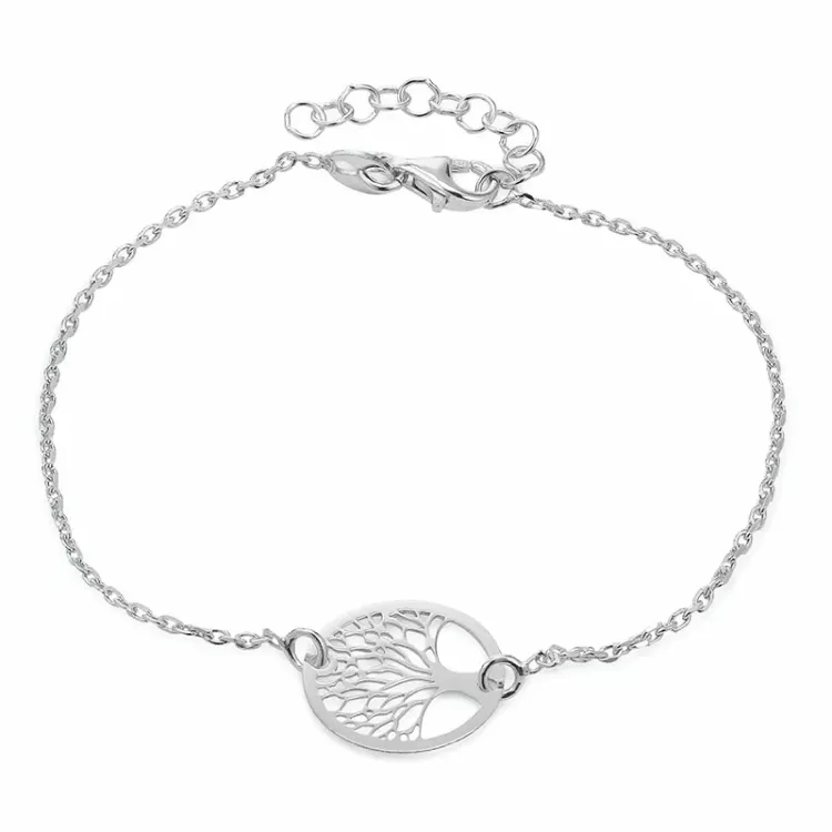 livets träd armband i rhodinerat silver med hängen i rhodinerat silver
