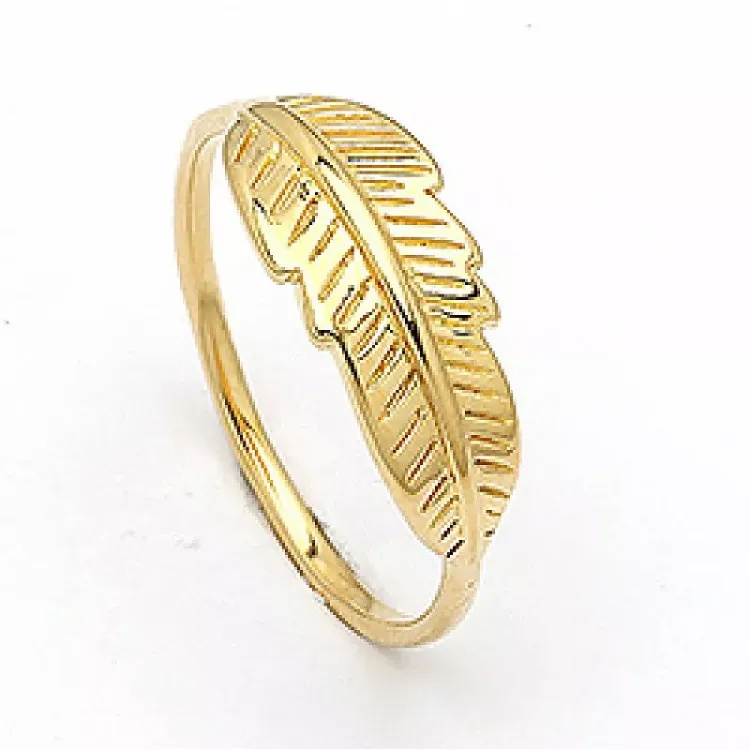 Elegant blad ring i förgyllt silver