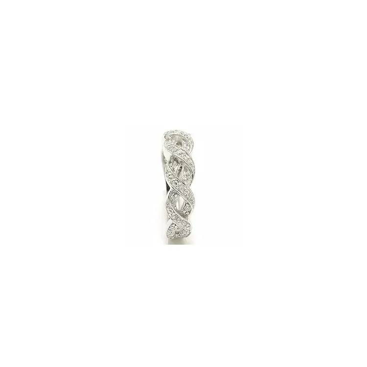 Flätat vit zirkon ring i silver