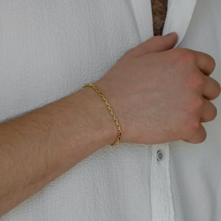 BNH Anker facet armband i förgyllt silver 21 cm x 2,6 mm