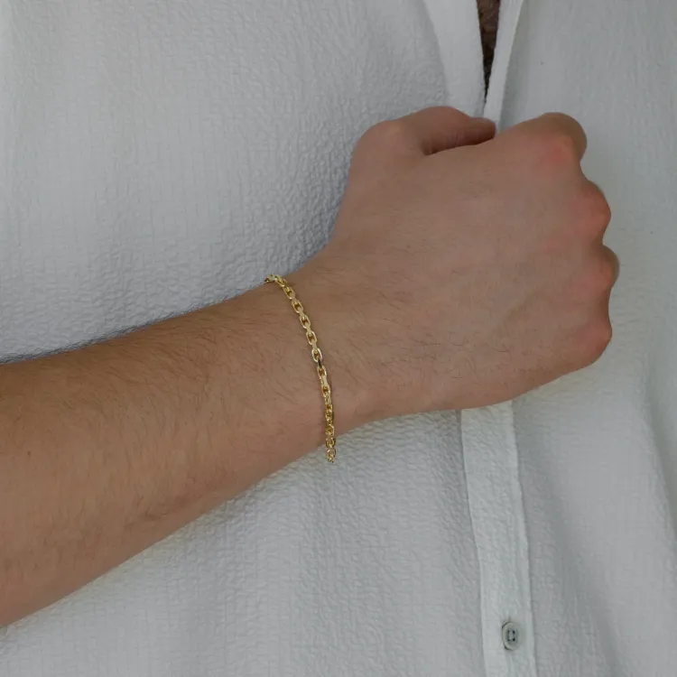 Bnh anker facet armband i förgyllt silver 21 cm x 3,0 mm