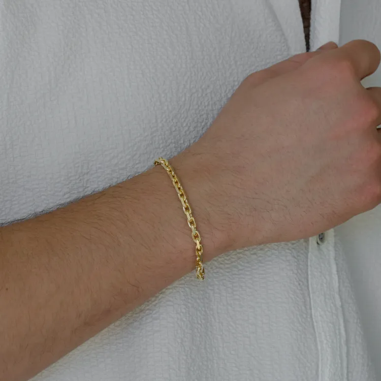 Bnh anker facet armband i förgyllt silver 21 cm x 4,0 mm