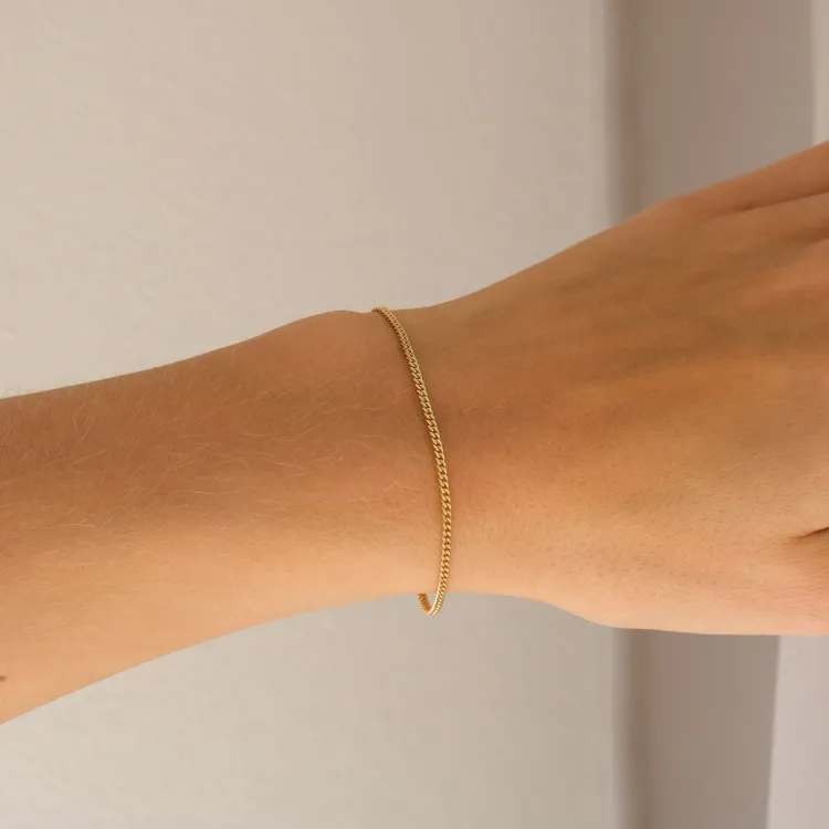 BNH panzerarmband i förgyllt silver 21 cm x 1,8 mm