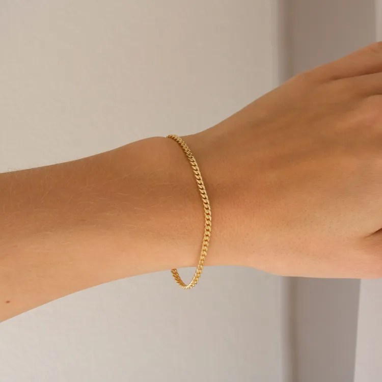 BNH panzerarmband i förgyllt silver 18,5 cm x 2,7 mm