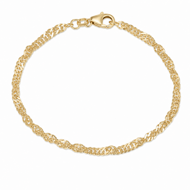 BNH singapore armband i 14 karat guld 18,5 cm x 2,9 mm