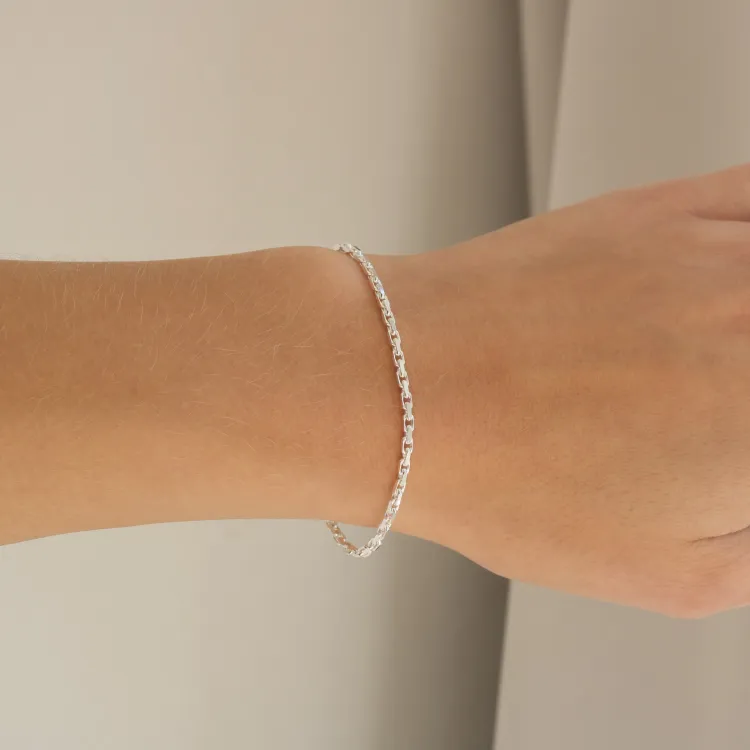 Bnh anker facet armband i silver 21 cm x 2,0 mm