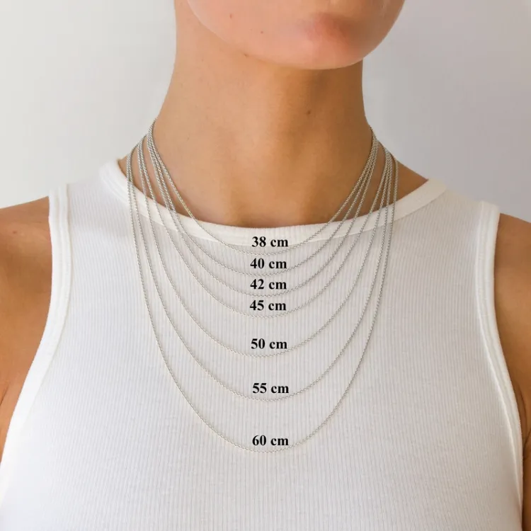 Simpel BNH Anker runda halsband i 14 karat vitguld 60 cm x 1,5 mm