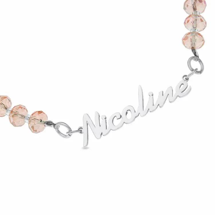 namnarmband i rosa sten och silver - My Letter