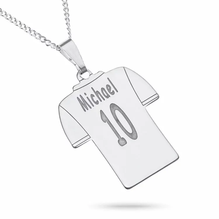 fotboll Namnhalsband med hänge i silver - My Letter