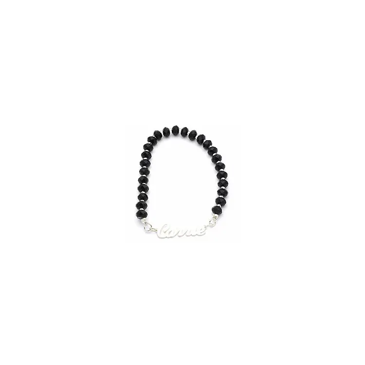 armband med namn i svarta sten och silver - My Letter