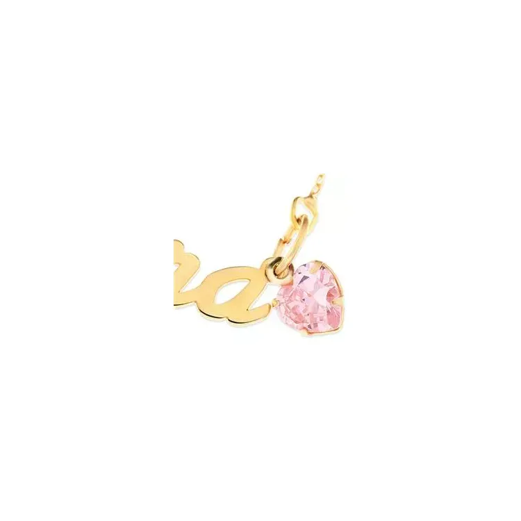 Namnhalsband med hänge i 9 karat guld med 1 facettslipade zirkoner - My Letter