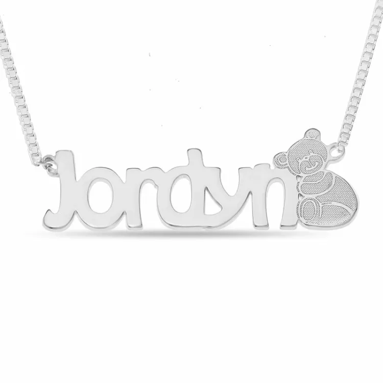 nalle namn halsband i silver - My Letter