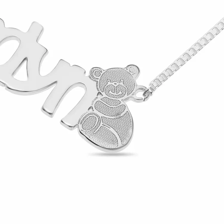 nalle namn halsband i silver - My Letter