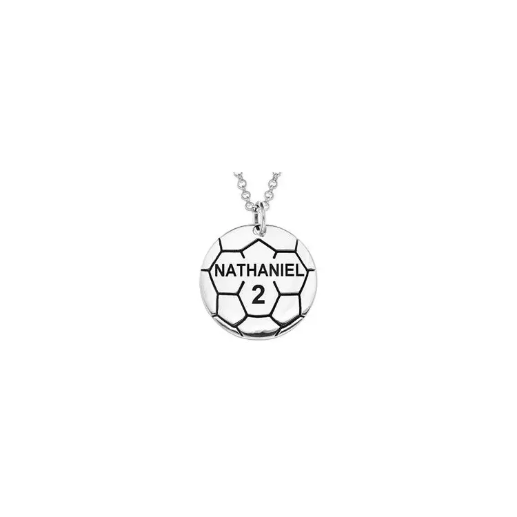 fotboll Namnhalsband med hänge i silver - My Letter