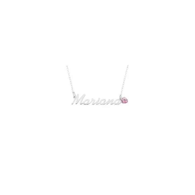 Namnhalsband med hänge i silver med 1 facettslipade zirkoner - My Letter