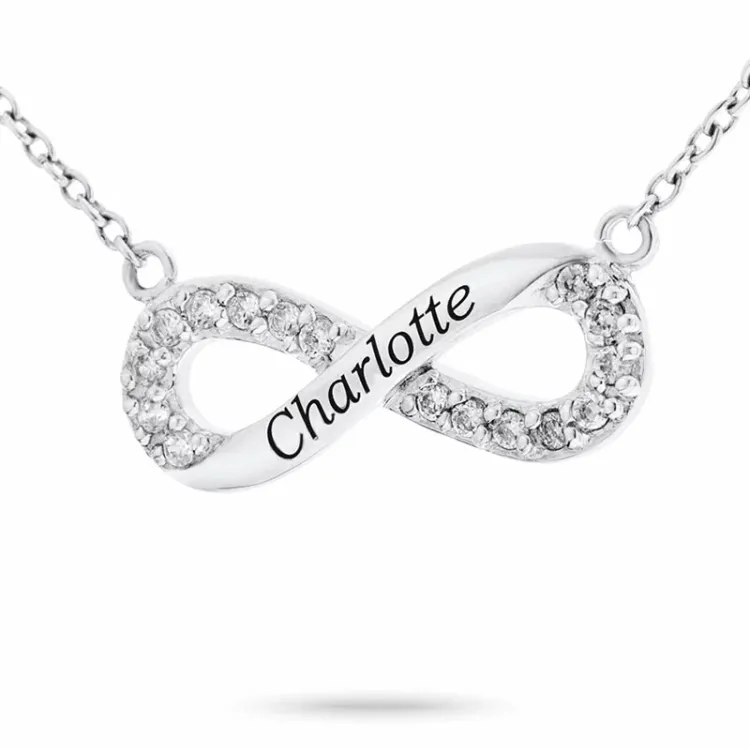 infinity Namnhalsband med hänge i silver med  vit zirkon - My Letter