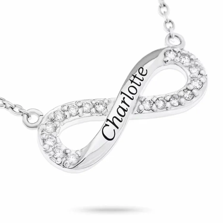 infinity Namnhalsband med hänge i silver med  vit zirkon - My Letter