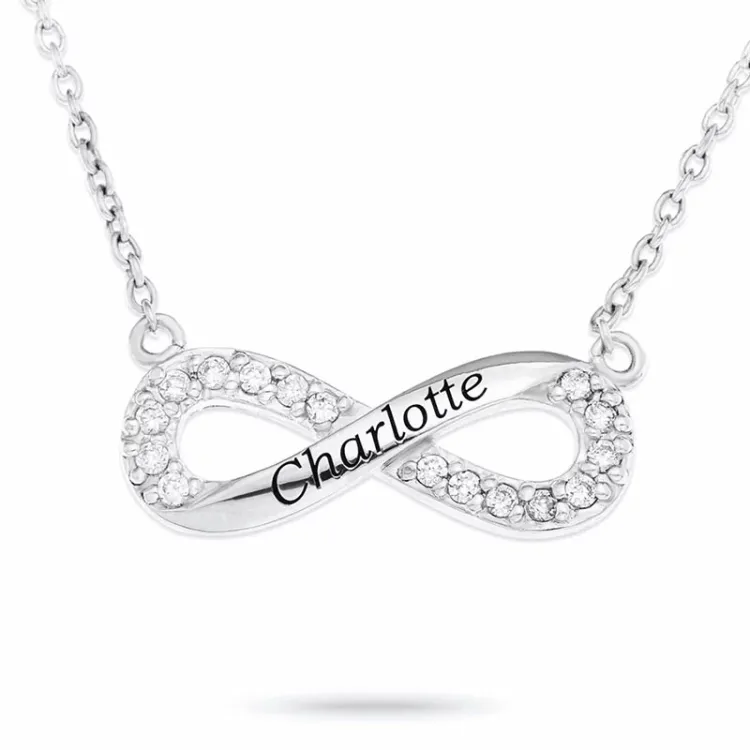infinity Namnhalsband med hänge i silver med  vit zirkon - My Letter