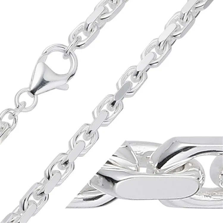 BNH anker facet halskedja i silver 80 cm x 4,0 mm