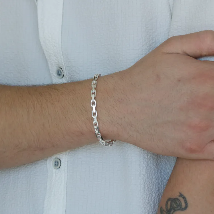 BNH Anker facet armband i silver 17 cm x 4,5 mm
