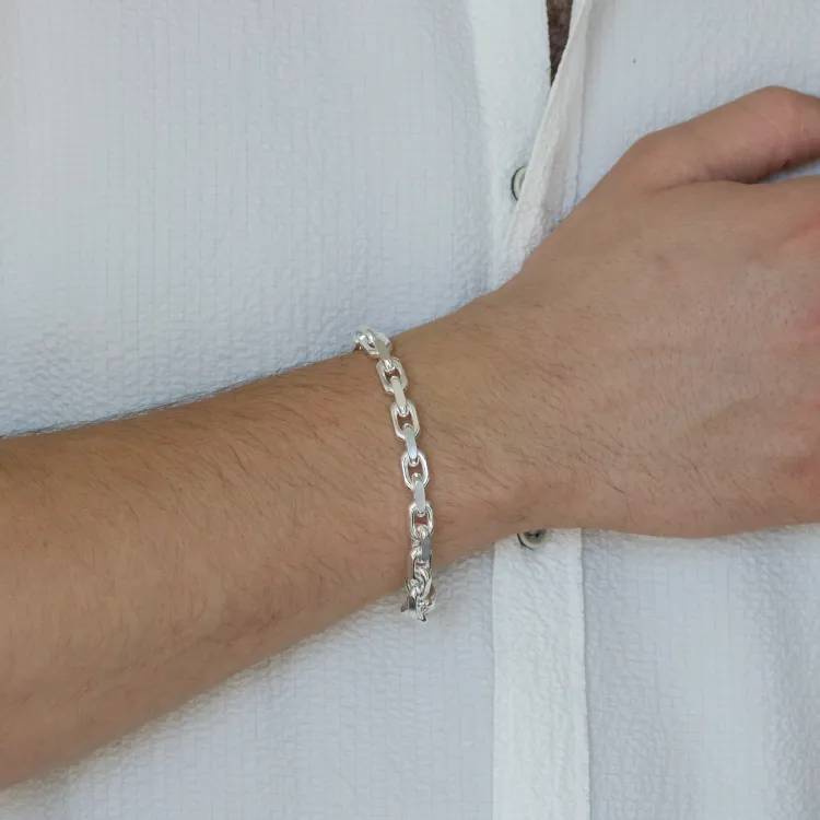 BNH Anker facet armband i silver 17 cm x 6,5 mm