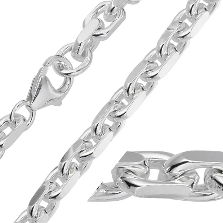 BNH anker facet halskedja i silver 45 cm x 9,0 mm
