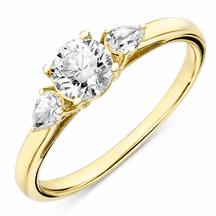 lab grown diamant ring i 9 karat guld 0,50 ct 0,20 ct