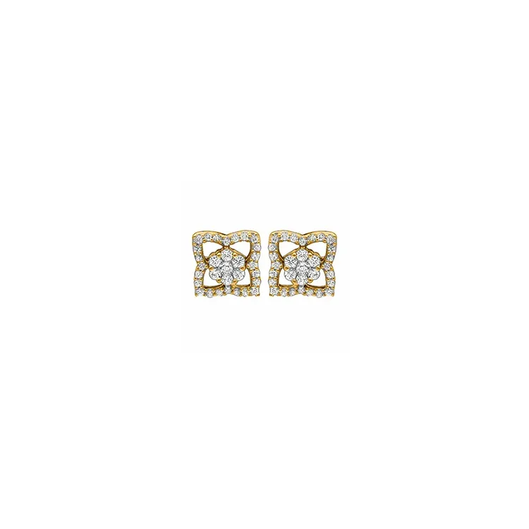 blommor diamant örhängestift i 14 karat guld med diamant 