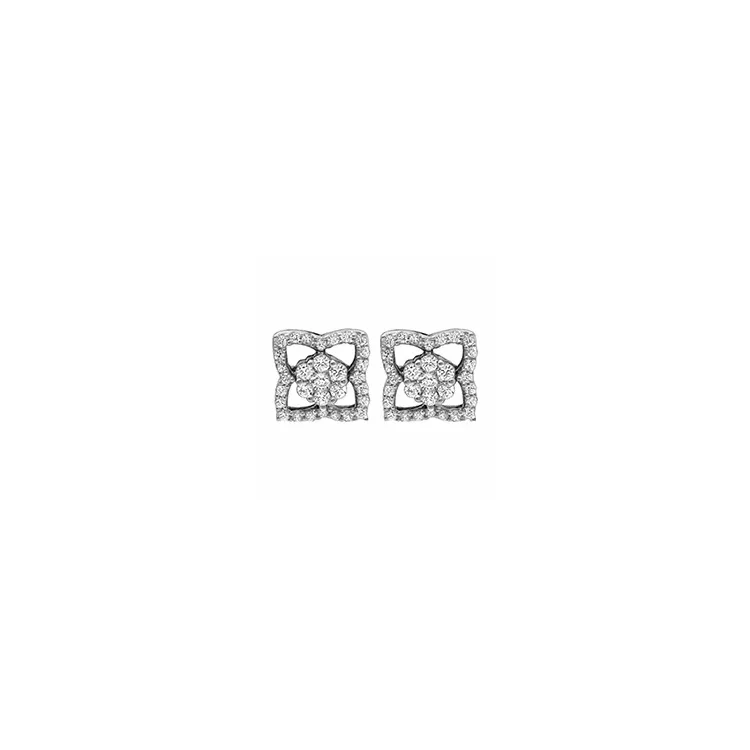 blommor diamant örhängestift i 14 karat vitguld med diamant 