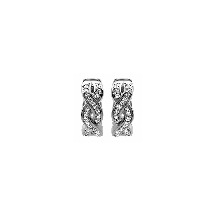 diamant creol i 14 karat vitguld med diamant 