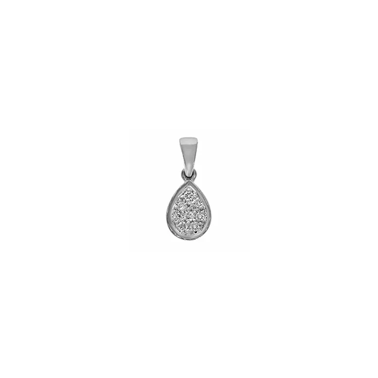Droppformad diamant hängen i 14  carat vitguld 0,07 ct