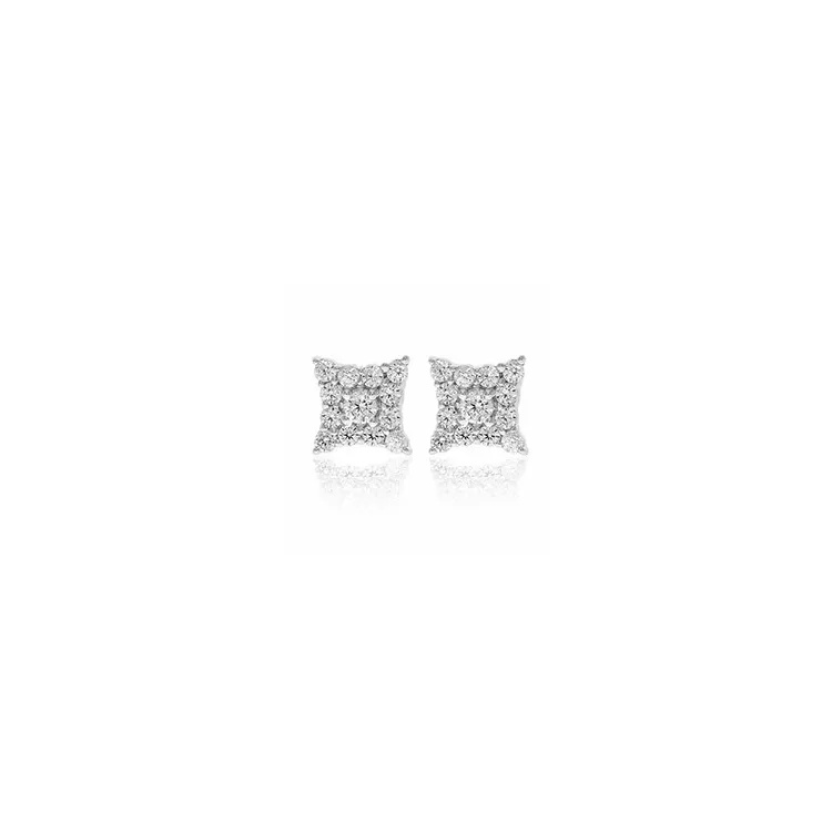 fyrkantigt diamant örhängestift i 14 karat vitguld med diamant 