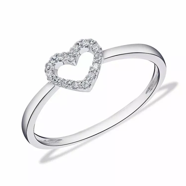 hjärta diamant ring i 14 karat vitguld 0,05 ct