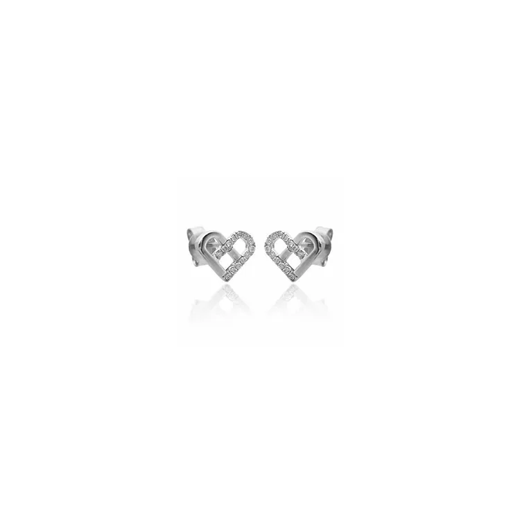 hjärta diamant örhängestift i 14 karat vitguld med diamant 