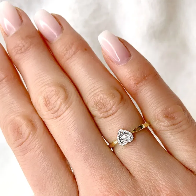 hjärta diamant guld ring i 14 karat guld med rhodium 0,08 ct