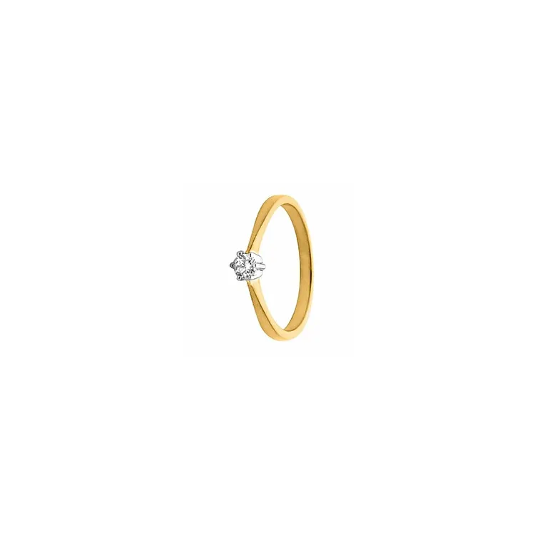 Smal diamant Damring i 14  karat guld- och vitguld 0,10 ct