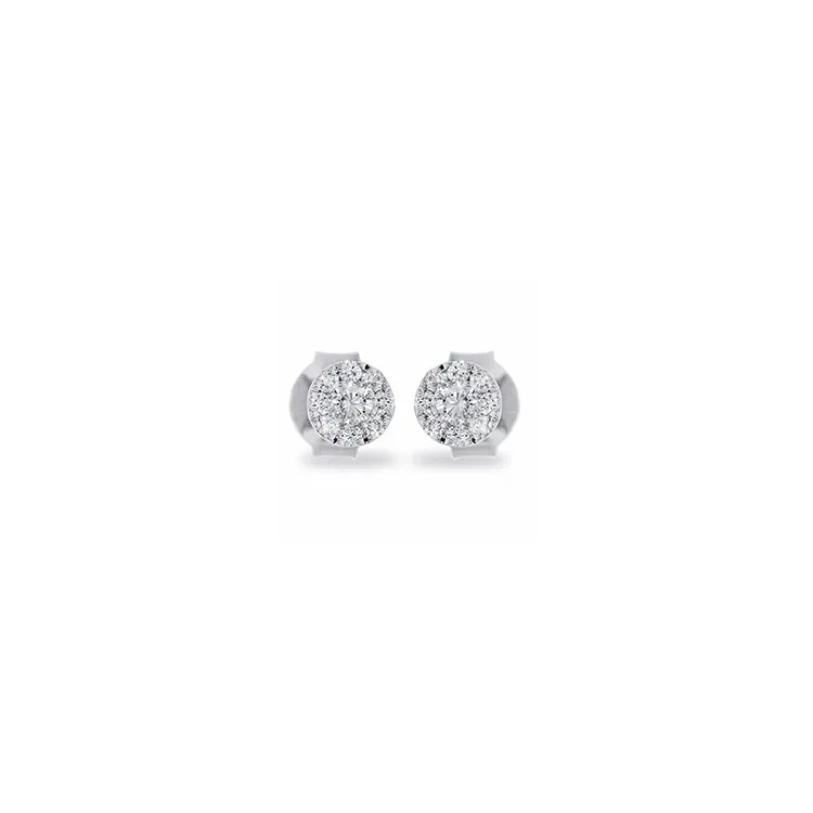 små runda diamant örhängestift i 14 karat vitguld med diamant