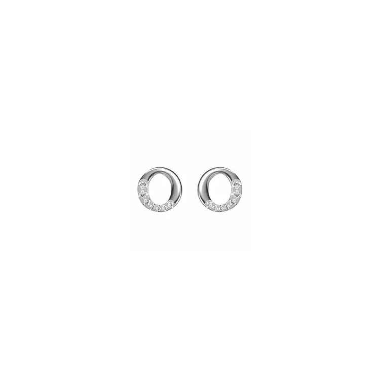 runda diamant örhängestift i 14 karat vitguld med diamant 