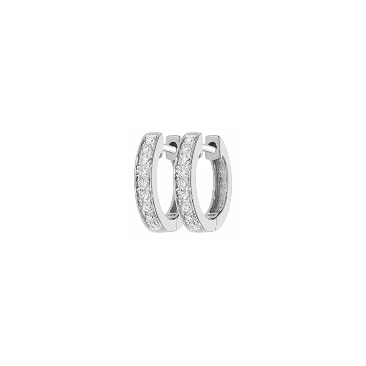 12 mm diamant creol i 14 karat vitguld med diamant 