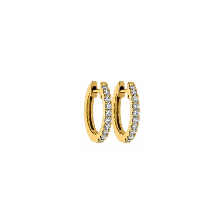 14 mm creol i 14 karat guld med diamant