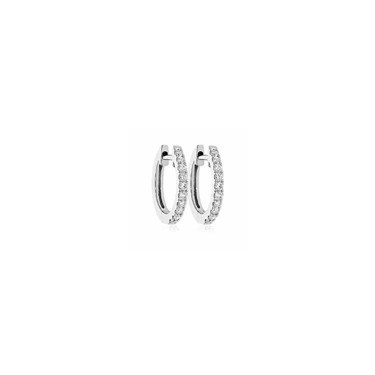 14 mm diamant creol i 14 karat vitguld med diamant